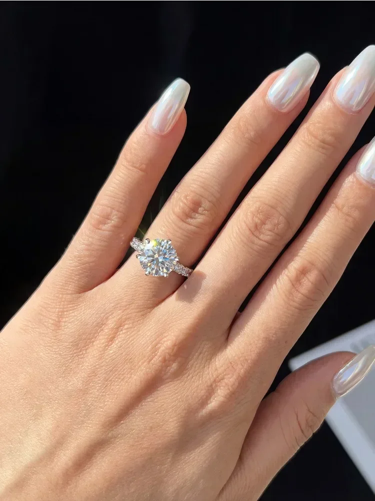 Echte Luxus 3CT Zertifizierte Moissanit-Diamant Große Edelstein-Ringe für Damen 925 Sterling Silber Eternity Hochzeitsschmuck – Detail 2
