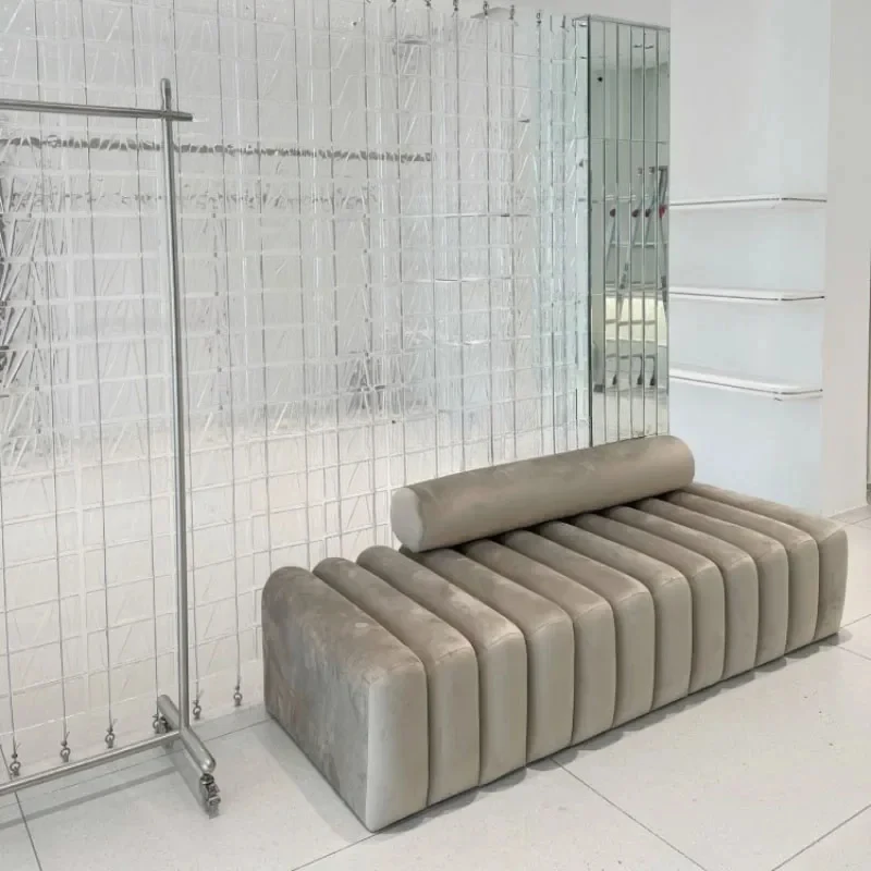 Designer Flannel Stools Nordic Living Room Furniture Modern Light Luxury Bench Bedroom Ottomans Home Porch Changing Shoe Stool