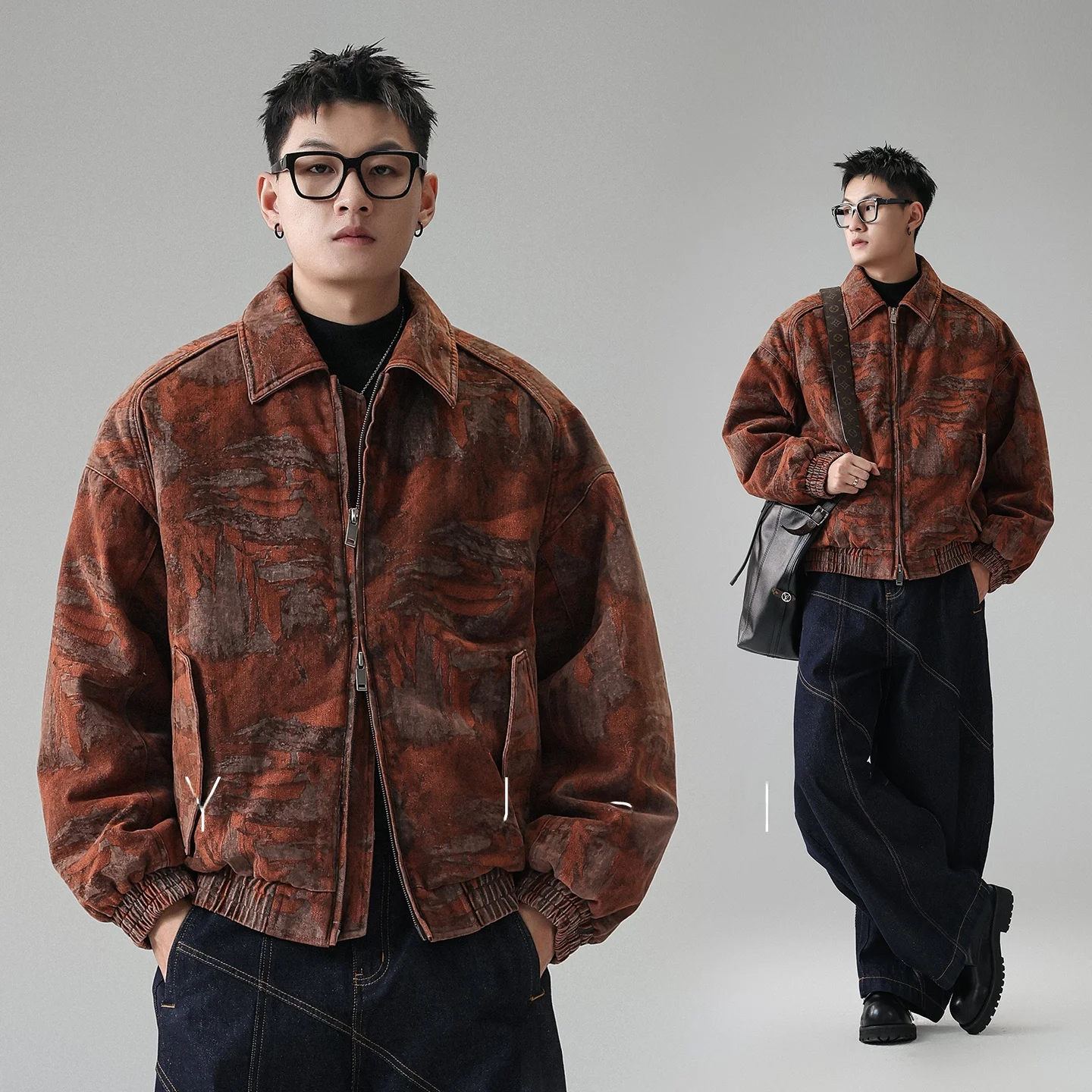 

Мужской пуховый жилет свободного кроя в стиле американского модного бренда, с эффектом тай-дай, джинсовый, повседневный, городской, утепленный, верхняя одежда