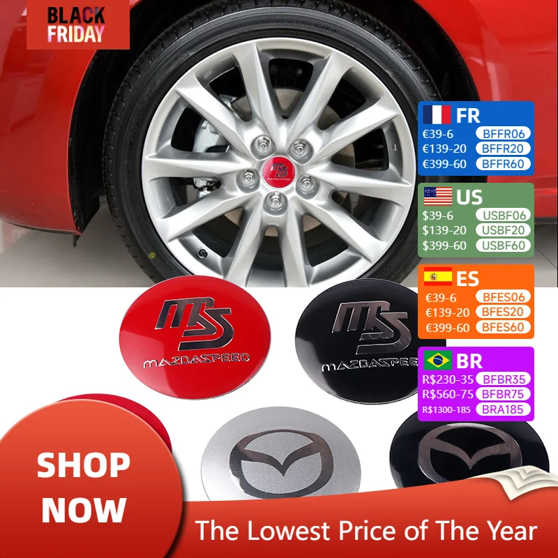 Car-styling 4pcs 56mm Car Tire Wheel Center Hub Caps Decorative Sticker For Mazda 3 6 BL BM GJ CX3 CX-5 CX-8 KE KF CX7 CX9 MX5