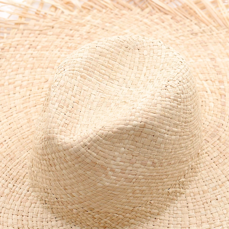 New Raffia Women\'s Straw Hat Handmade Sun Hat Beach Jazz Hat High-quality Natural Straw Hat Girl Panama Holiday Sun Hat cap