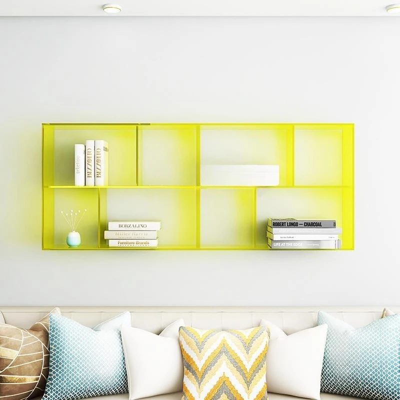 رف كتب صغير فاخر وخفيف الوزن لغرفة المعيشة المنزلية وخزانة كتب شفافة من الأكريليك وشكل رف أرضي بسيط متكامل