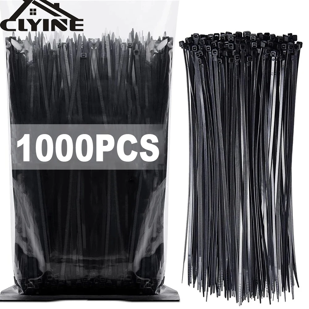 1000Pcs Nylon Cable Ties Adjustable Self-locking Cord Ties Straps Fastening Loop Reusable Plastic Wire Ties For Home Office