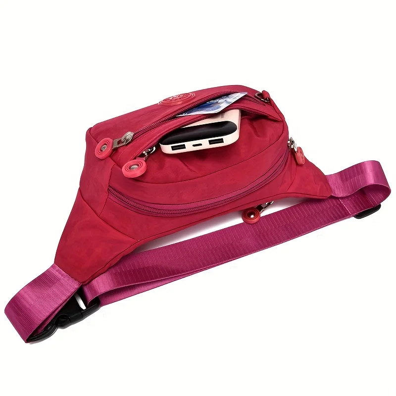 Leichte Gürteltasche, Umhängetasche, mehrere Reißverschlusstaschen, verstellbarer breiter Riemen, Hüfttasche, Brusttasche für Damen zum Laufen – Detail 15
