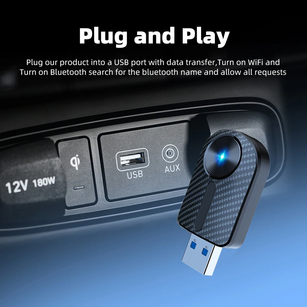 Wireless CarPlay Dongle Android Auto Mini Adapter Plug and Play WiFi Fast Connect Universal للسيارات مع Carplay السلكية #6