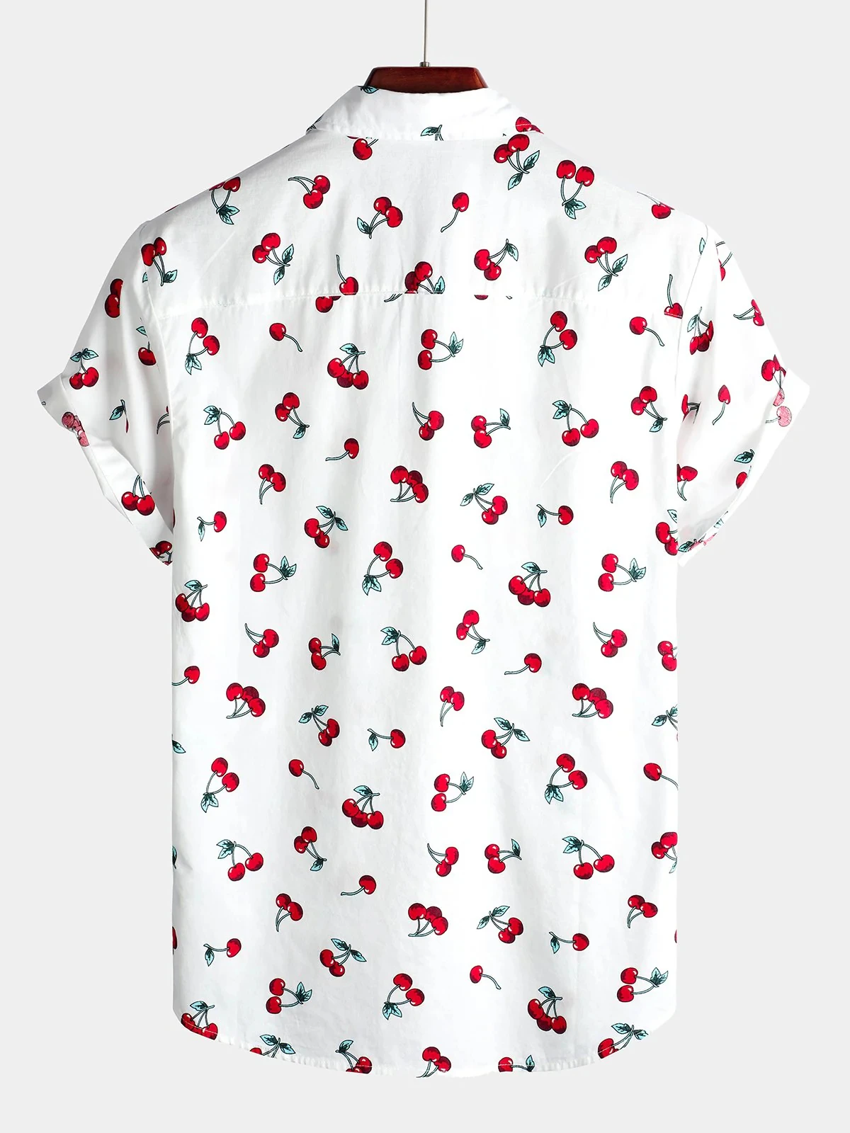 

Мужская рубашка с коротким рукавом с вишневым принтом Рубашка с тропическими растениями Гавайская рубашка с коротким рукавом