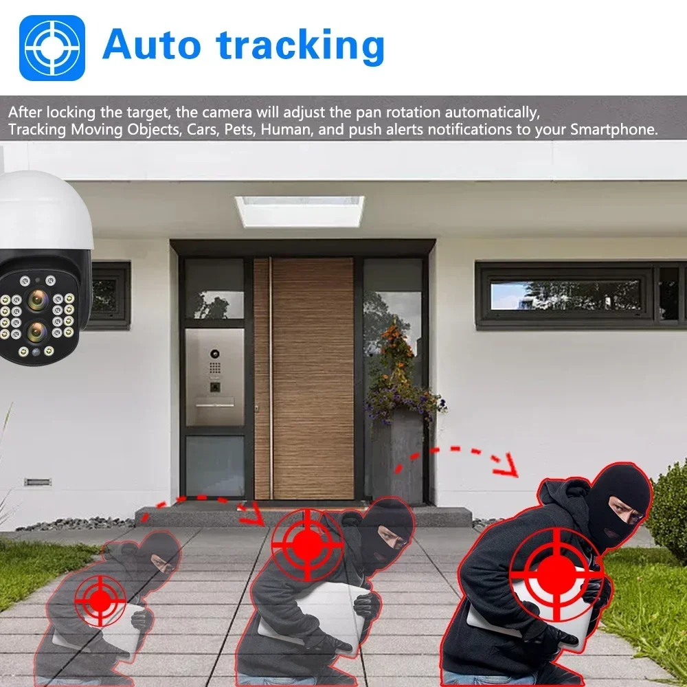 4K 8MP PTZ WIFI Camera Dual Lens 10X Zoom IP Camera Outdoor Auto Tracking Security Protection CCTV Surveillance Camera IPC360