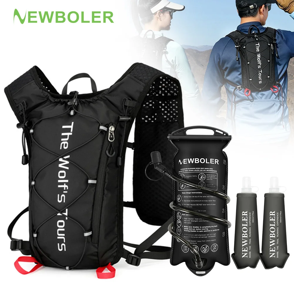 NEWBOLER Outdoor Trail Running Ultralight Backpack Running Hydration Vest Breathable Marathon Running Backpack Water Bottle