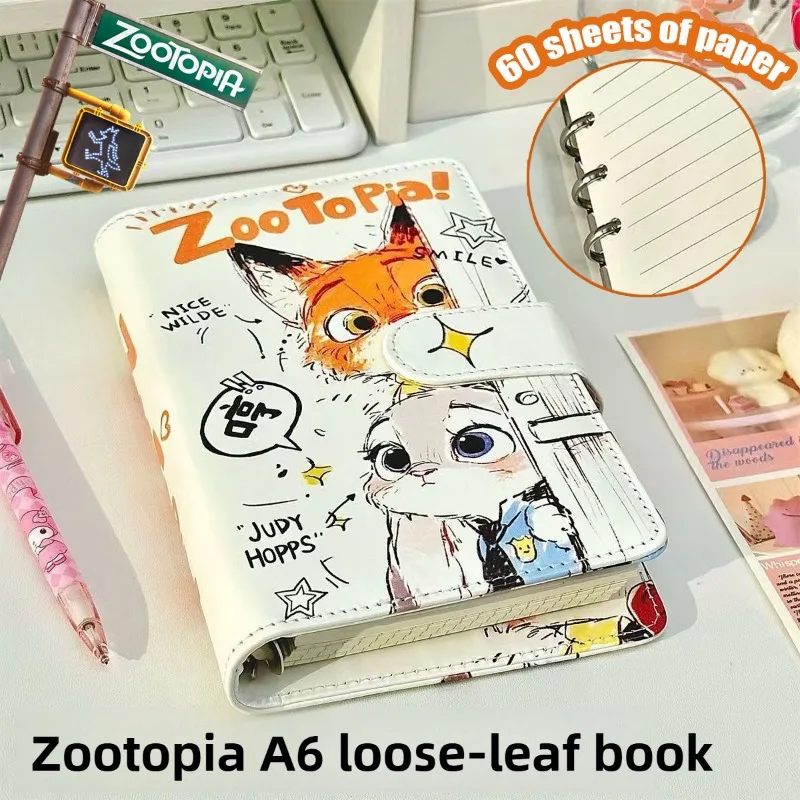 

A6 Disney Zootopia Judy Nick Notebook Cartoon Loose Leaf Refill Binder Notepad Leather Diary Planner Notebook Student Stationery