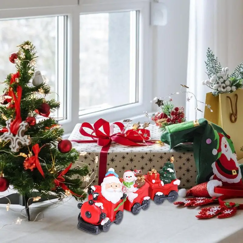 Christmas Train Model Christmas Pattern Decoration Resin Christmas Train Sets Christmas Train Figure Educational Toys Portable