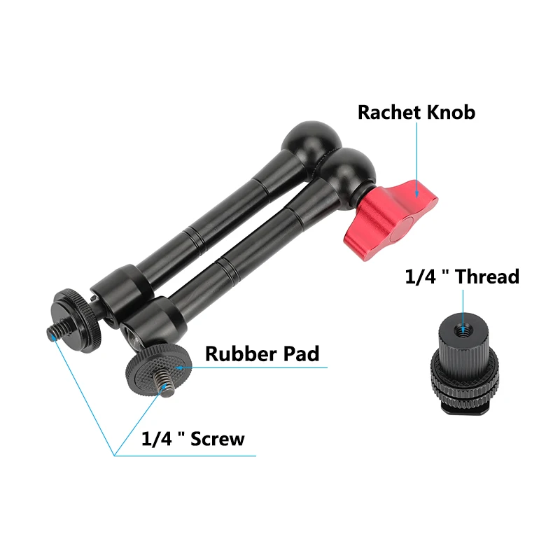 CAMVATE 11" Articulating Magic Arm With Shoe Mount Adapter & AdjustableLocking Knob For DSLR Camera Cage Rig, LED Video Light