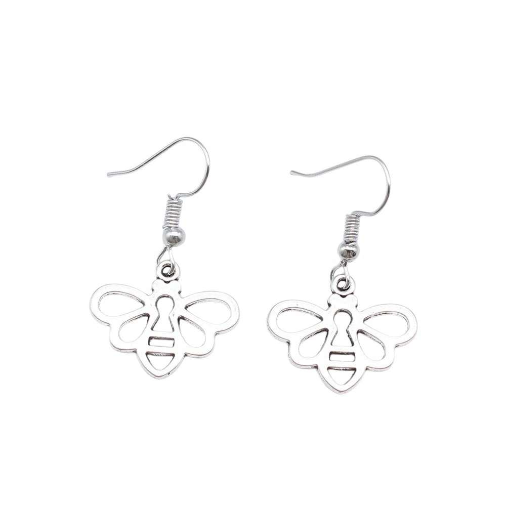 1pair Openwork abstract sketch bee Charms earrings for girls men accessories jewelry materials popular hook Size 18x19mm