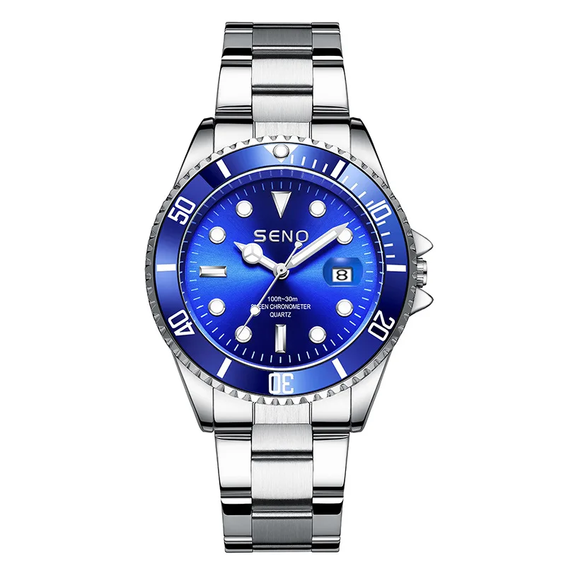 Top Watch for Men\'s New Business Stainless Steel Automatic Date Watch Fashion Quartz Watch Water Ghost Clock