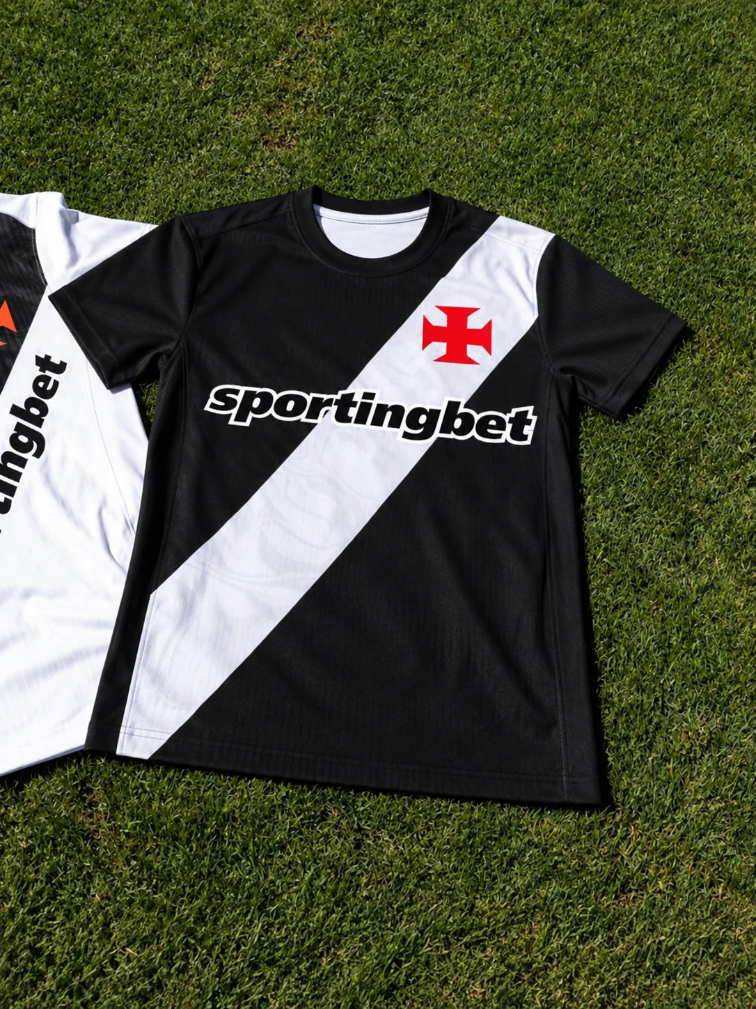 Vasco da Gama 26-27 Heim-Fußballtrikot Schwarz-Weiß mit Schärpe Herren Rundhals Kurzarm Fußballtraining – Detail 6