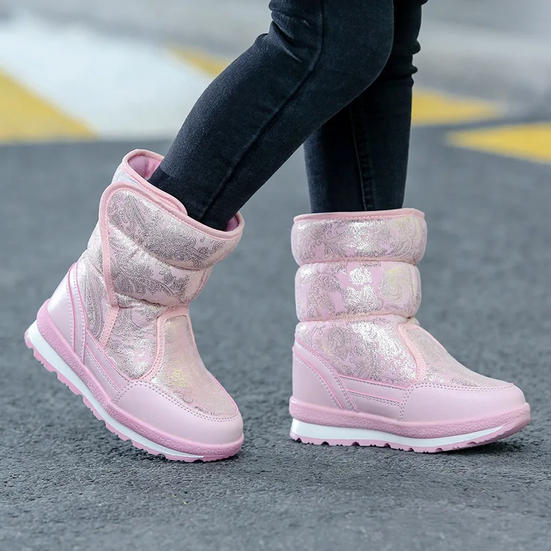 

2025 Kids Family Matching Snow Boots, Mid-Calf Waterproof Winter Boots with Warm Wool Lining & Non-Slip Sole for Boys & Girls