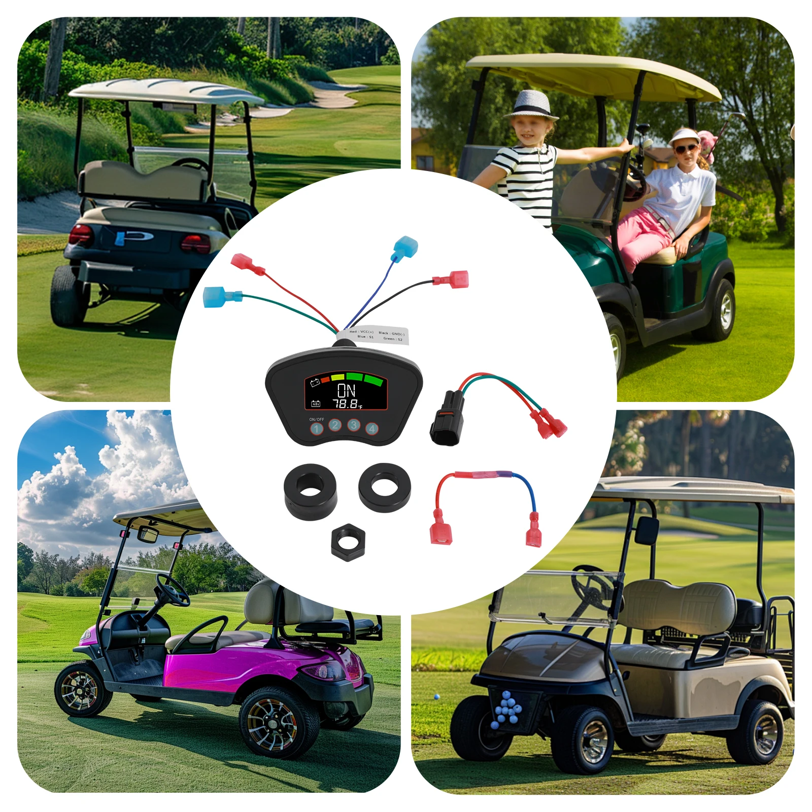 Golf Cart Keyless Ignition Switch One Button Start Password Unlock LCD Display 36V-48V for Club Car EZGO Yamaha