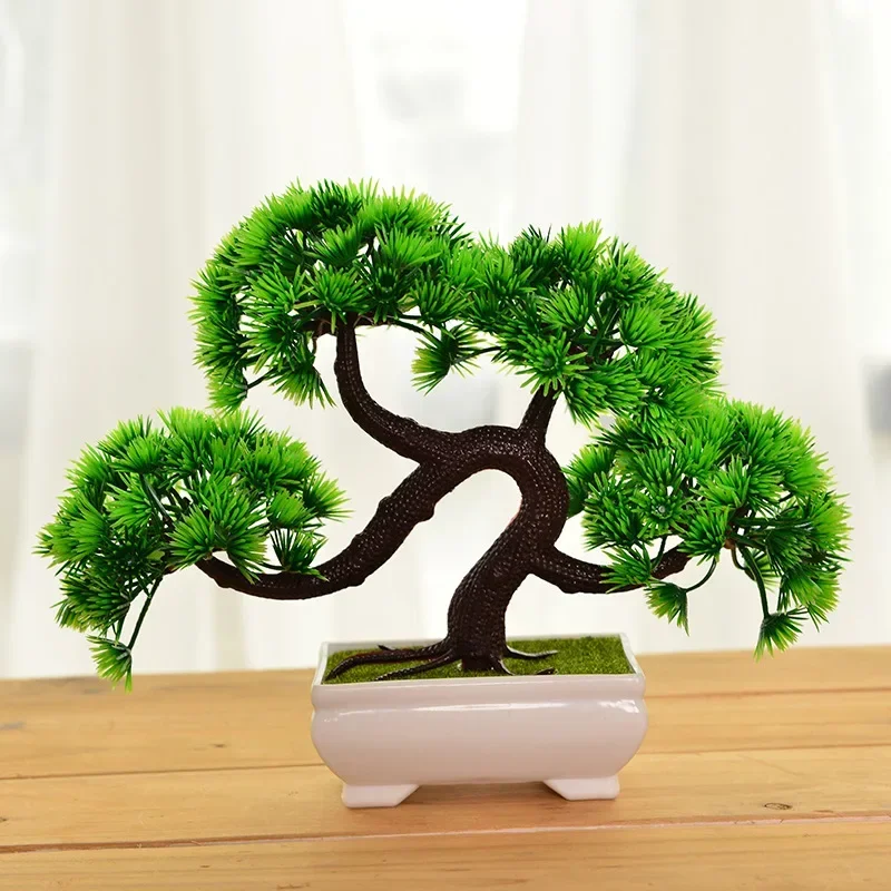 Artificial Plastic Plants Bonsai Small Tree Pot Fake Plant Potted Flower Garden Arrangement Ornaments Room Home Table Decoration