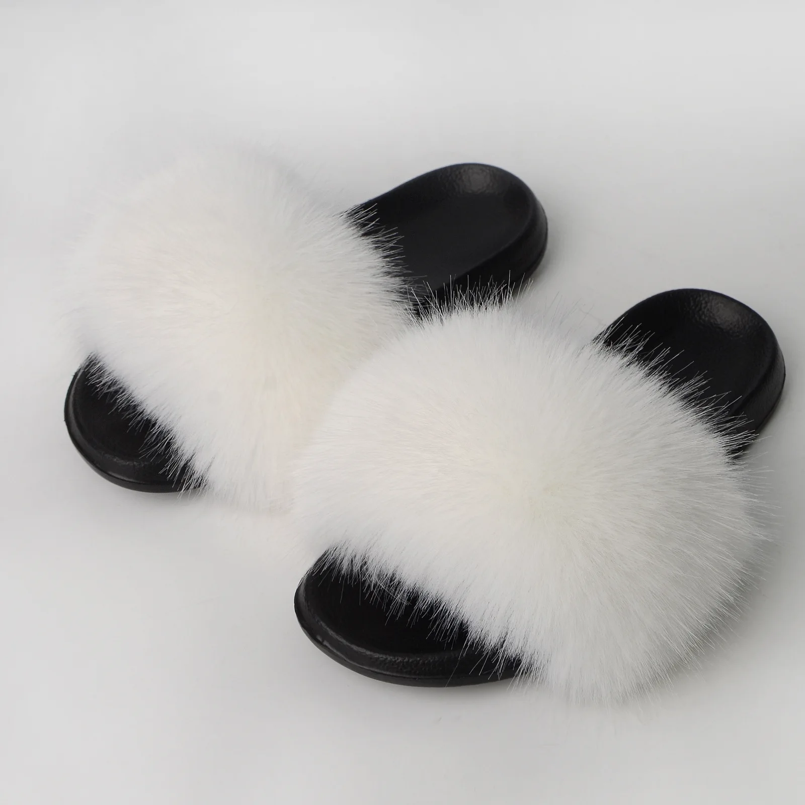 17 Colors 36-45 Size Fashion Outside Soild Faux Fox Fur Flip Flops Four Reason Summer Winter Women Home Shoes Slippers