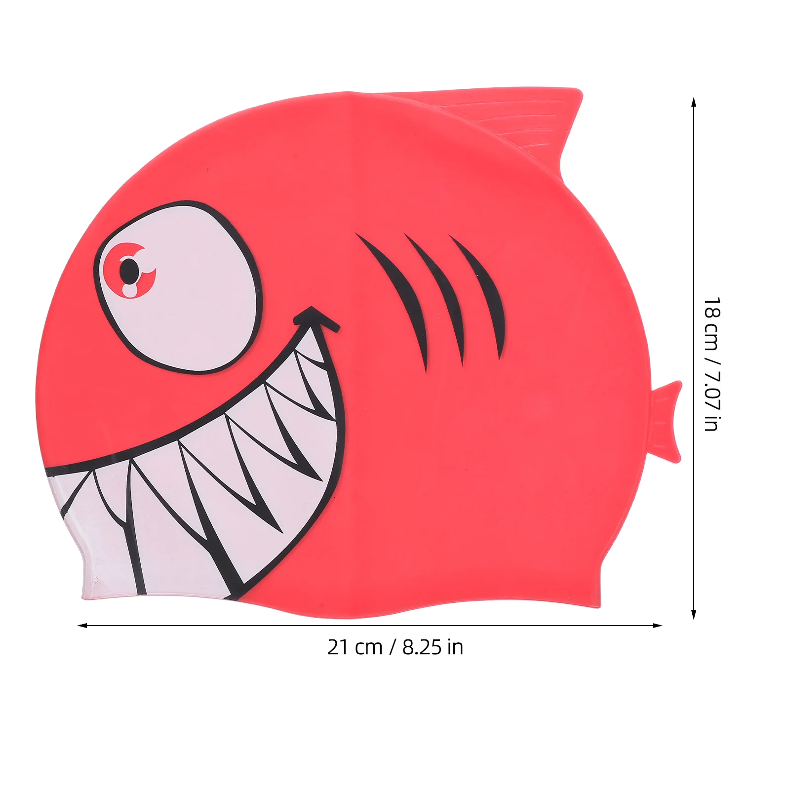 قبعة سباحة على شكل سمكة من السيليكون الأحمر للأطفال، قبعة سباحة مرنة خفيفة الوزن مقاومة للماء للأطفال