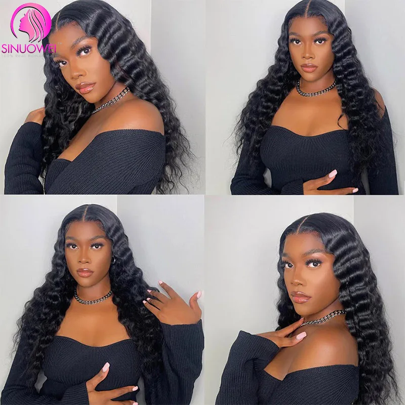 13x6 Loose Deep Wave Lace Front Wigs Human Hair Transparent Lace Front Wigs 200% Density Deep Wave Lace Frontal Wigs Pre Plucked image 5