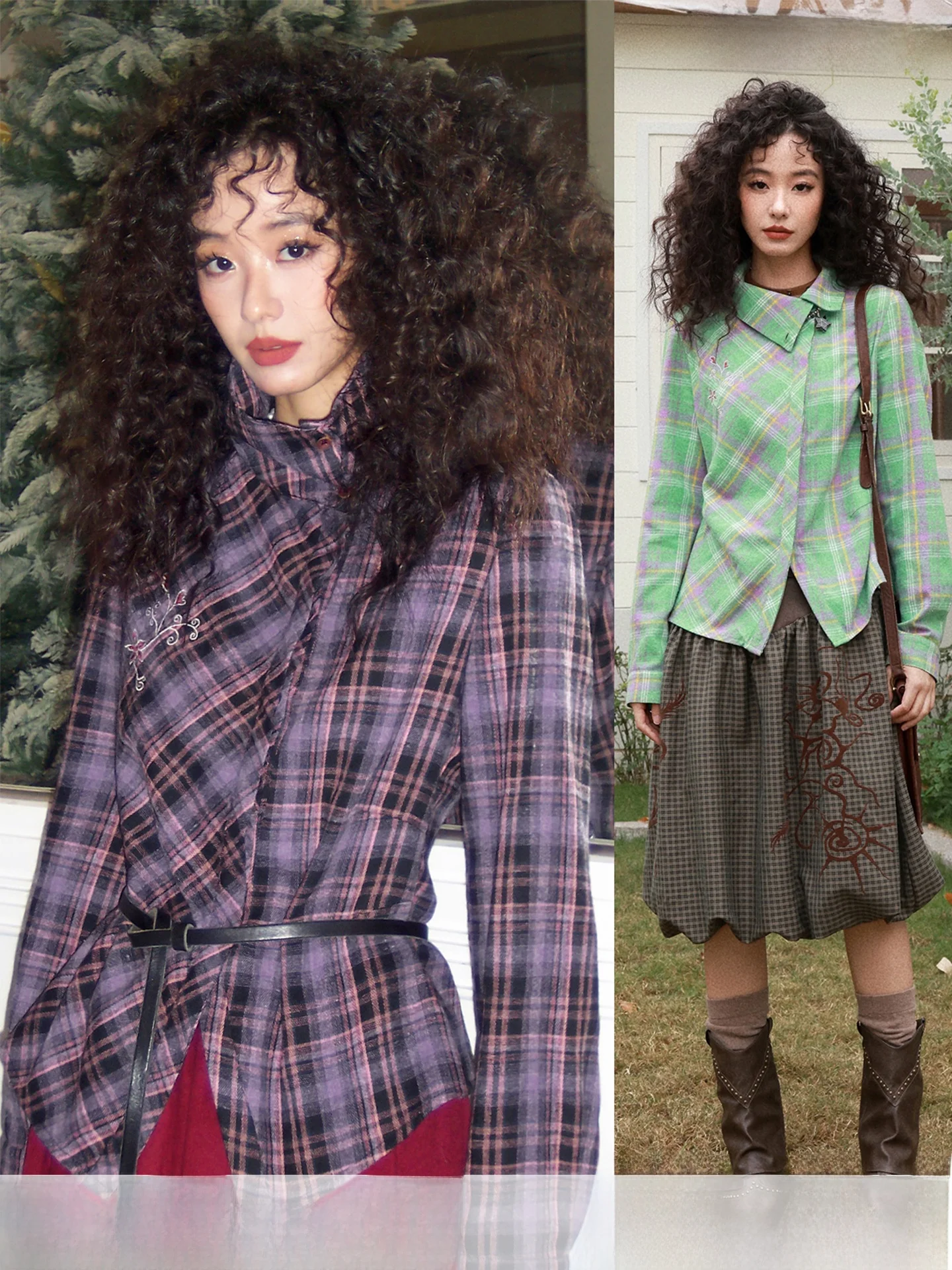 

Chtry Girl Long Sve Fce Plaid irt Women's Inner Waist-Cinching Regular Fit Casual Sle Polyester Cotton Blend