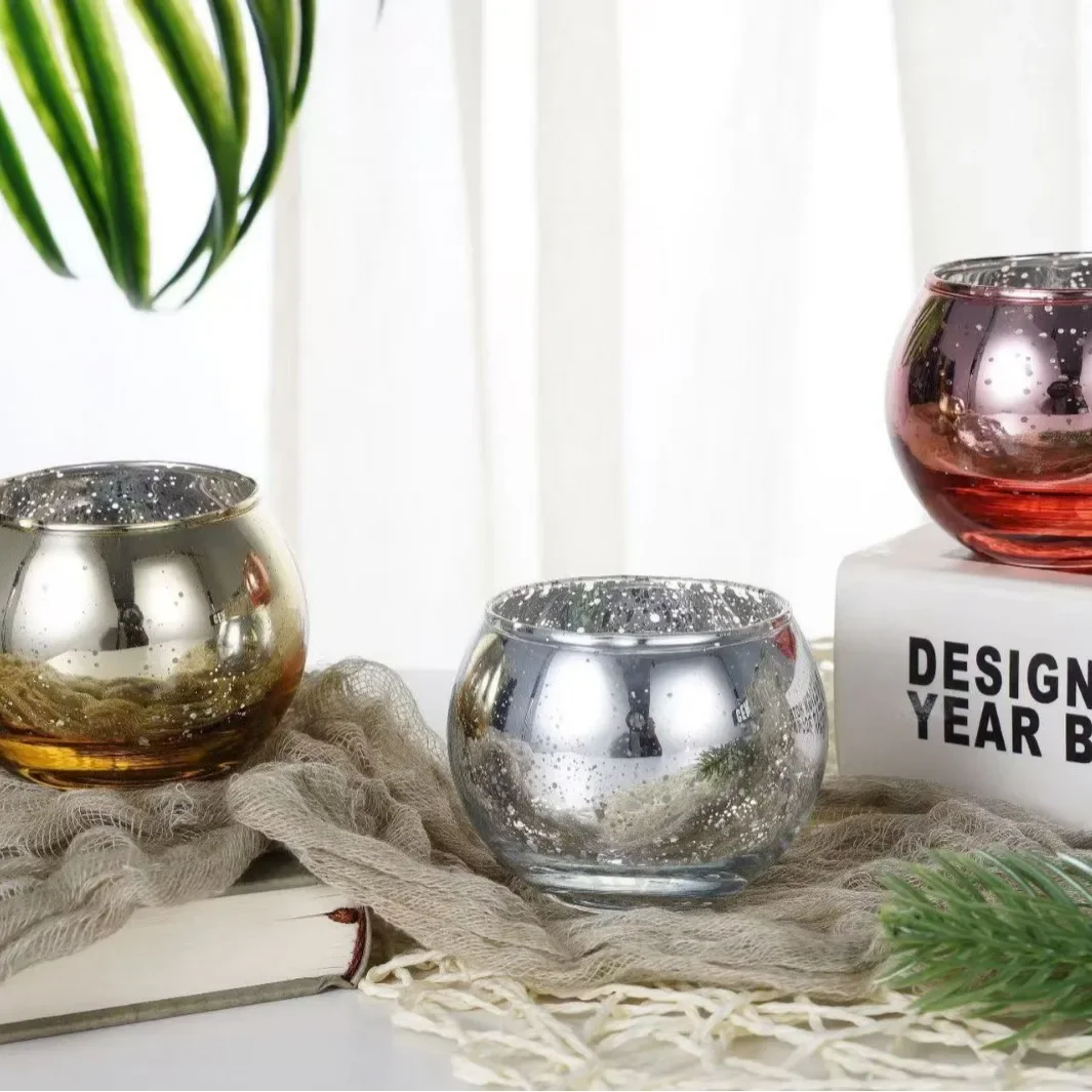 Candle Gold Home Decor Empty Glass Candle Cup Romantic Candlelight Dinner Ball Aromatherapy Candle Cup m