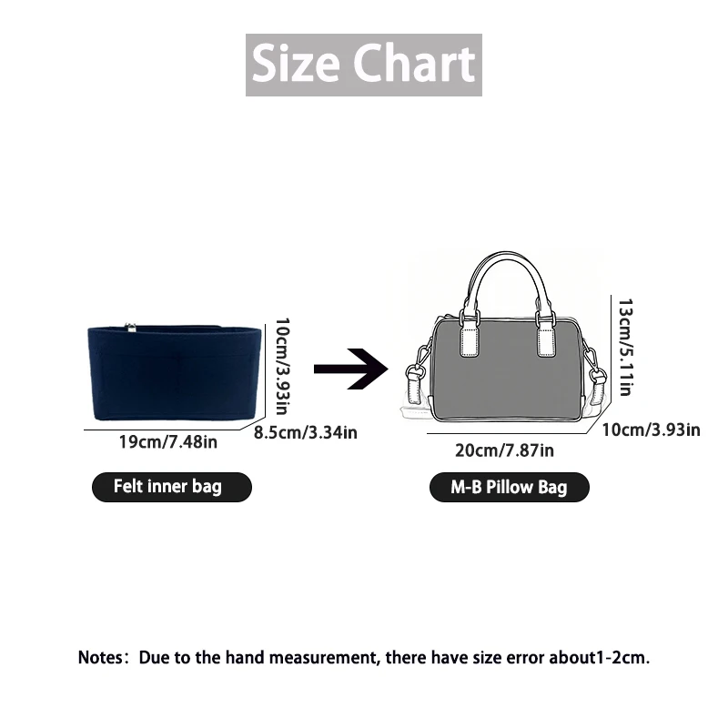 EverToner Handbag Storage Bags Felt Insert Liner Bag Portable Multi-Pocket Travel Linner Organizer For M-B Pillow Bag