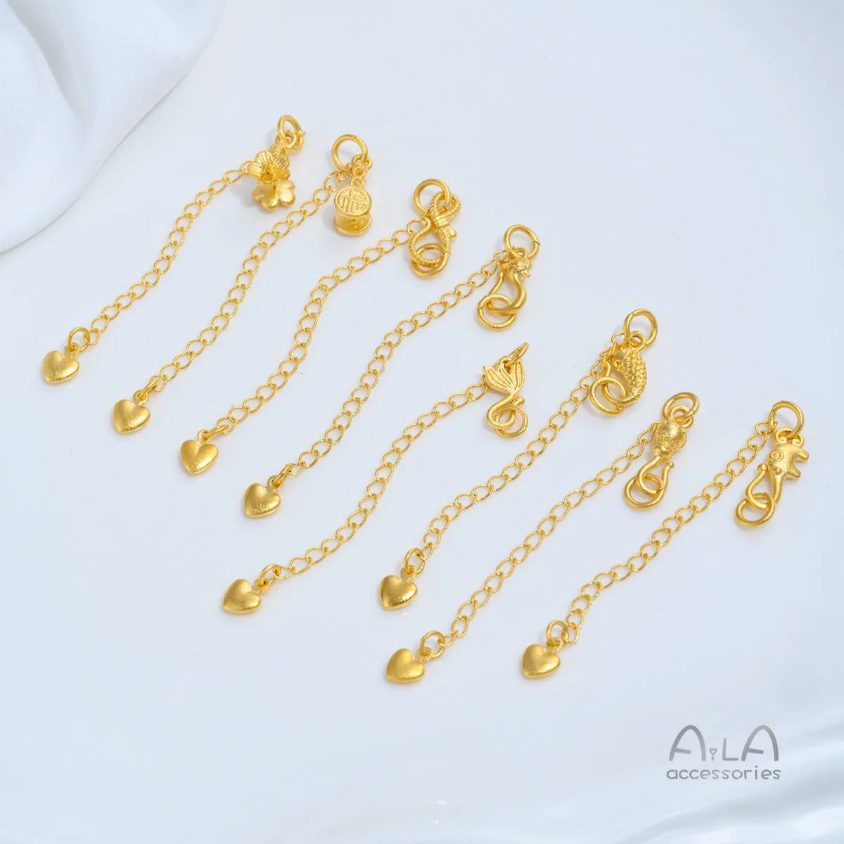 1PCS 24K Gold Plated Elephant, Gourd, Butterfly Wing, Koi & Heart Clasps, Extension Chains For DIY Bracelets & Necklaces