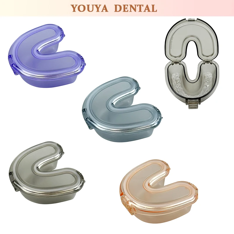

Leak Proof Simple Denture Case Sealed U Shape Transparent Denture Box Mouthguard Container Oral Care Denture Storage Container