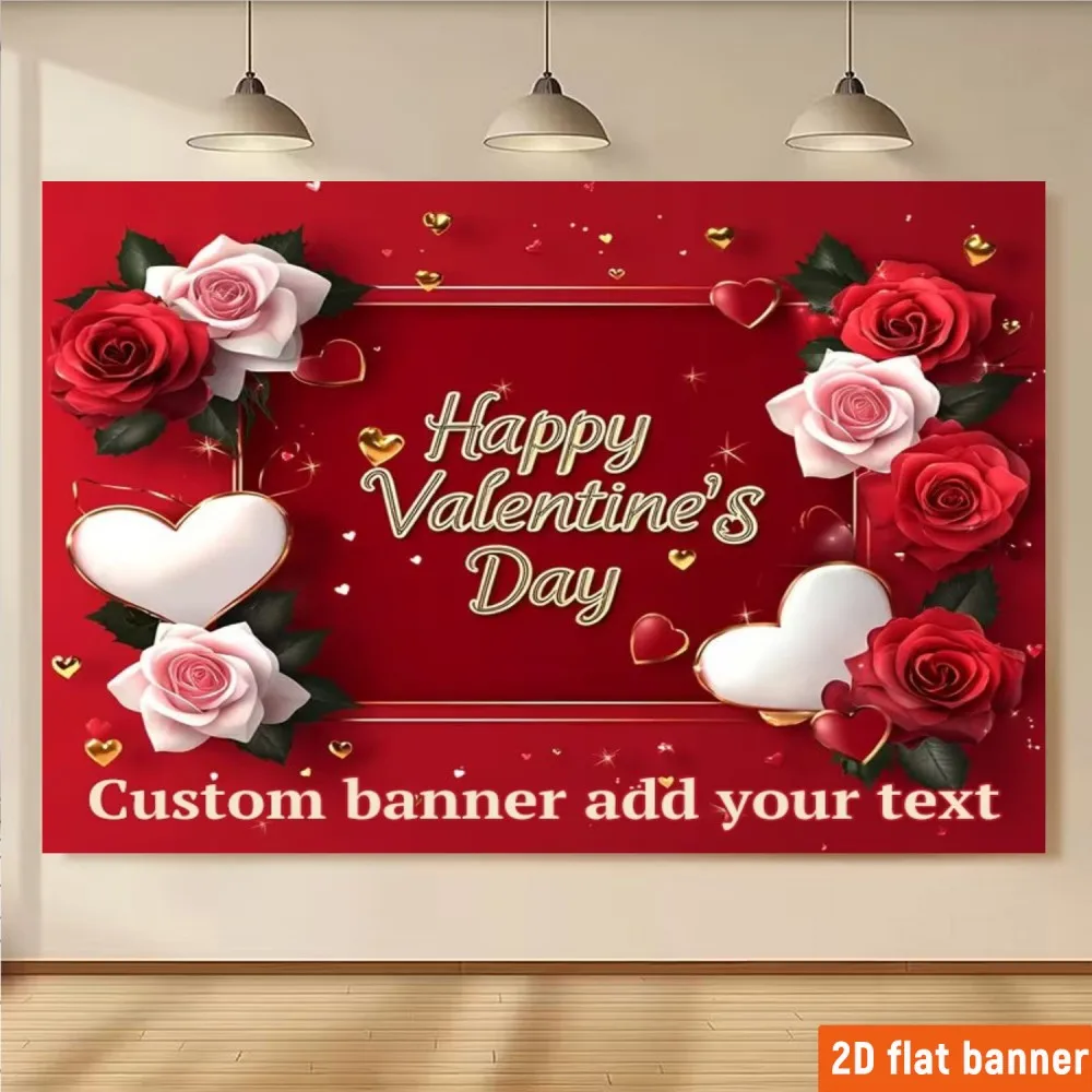 VIKAMA Valentine's Day Theme Horizontal Tapestry Light Luxury Rose Printing Wall Background Decoration Atmosphere Home Decor