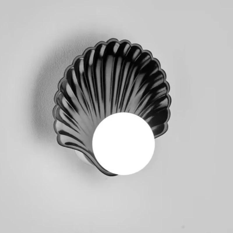 Nordic minimalist shell wall lamps resin bedroom bedside wall light living room corridor modern interior decor lighting fixtures view 4