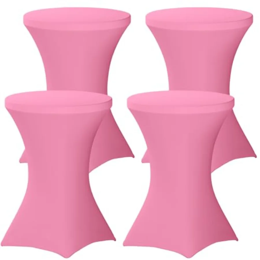 

4 Pack Spandex Cocktail Table Covers, 32x43 Inch Fitted Stretch Highboy Round Cover Table Cloth for Party, Bar, Pub, Wedding, B