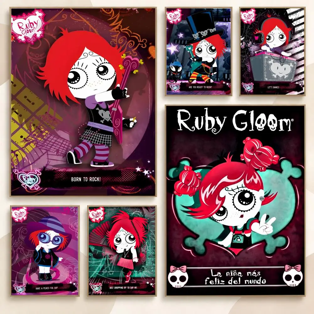 Ruby Gloom Gothic Cartoon Series Retro Character Visual Poster Contemporary Wall Art Print for Bedroom & Living Room, Unframed