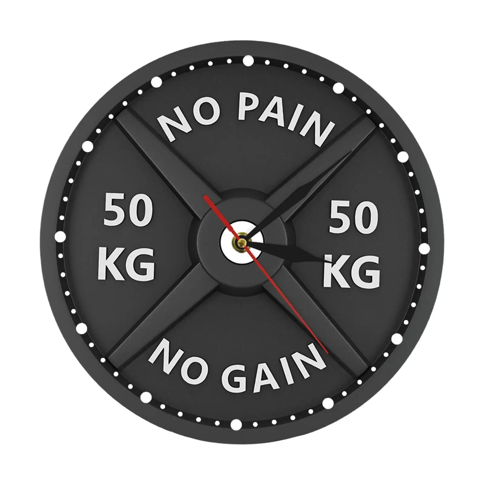 50D Barbell Wall Clock Battery Operated Non Ticking Creative for Gym