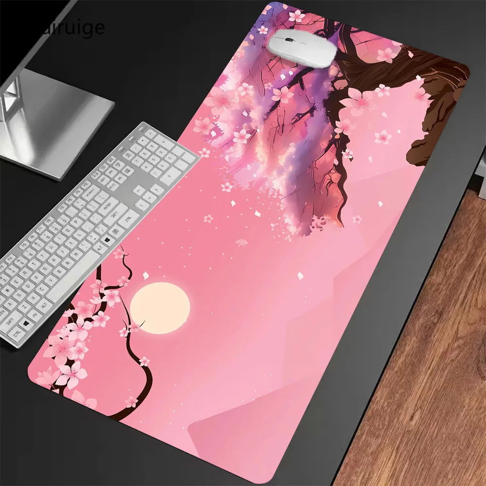 

XXL Anime Mouse Pad, 2D Anime Style Moonlit Cherry Blossom Design, Extra Large Keyboard Mat, Non-Slip Office Gaming Desk Pad
