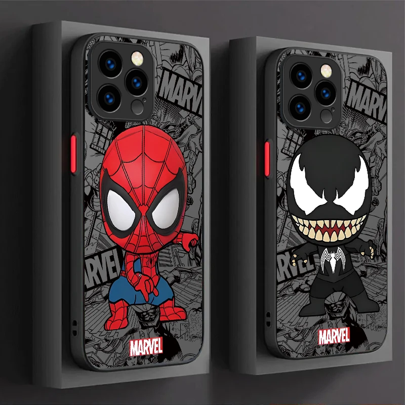 Marvel Spider Man Venom Phone Case For iPhone 16 Pro Max 15 14 13 12 11 ProMax X XR XS 7 8 Plus SE 2020 Matte Hard Bumper Cover