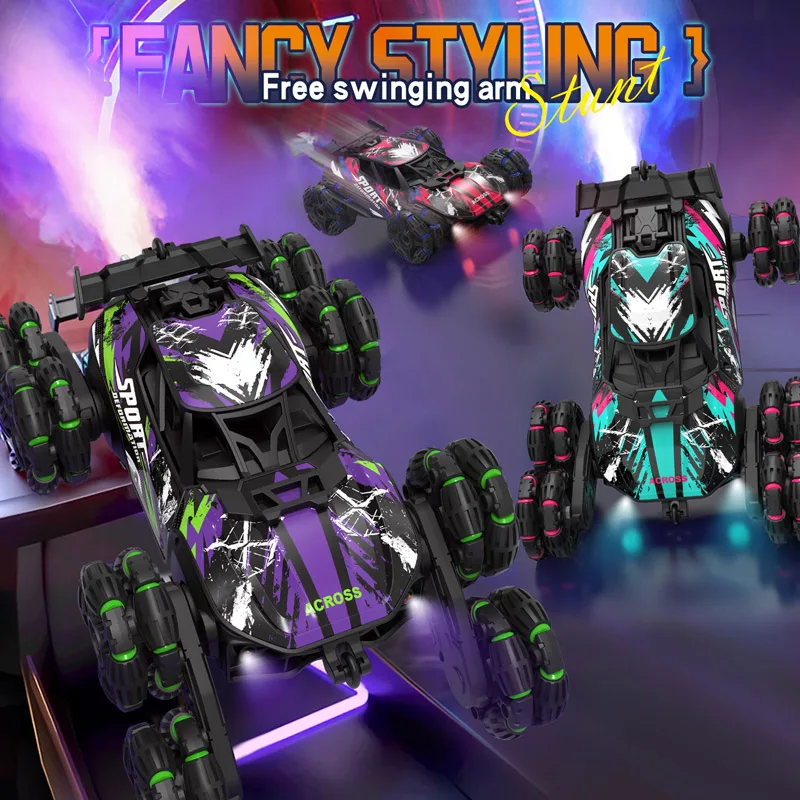 

NEW Boys 2.4G Remote Control Car with Gesture Sensing 360° rotation 8 Wheel Off Road Stunt Drift Spray Racing Transformable Toy