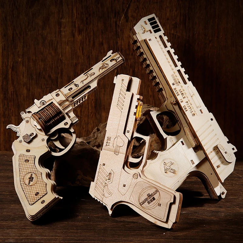 Pädagogischer Gummibandwerfer aus Holz – 3D-Montage-Puzzlespielzeug, STEM-Bausteine für die Hand-Auge-Koordination