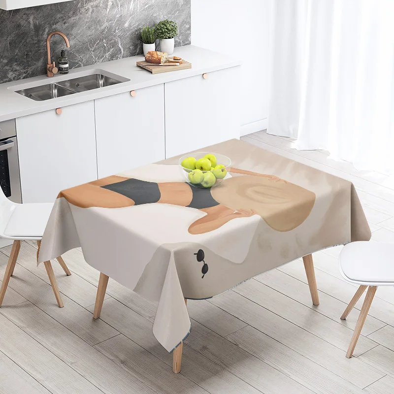 Morandi Grey Abstract Tablecloth Nordic Minimale Geometric Pattern Hall Restaurant Dual-use Student Dormitory Coffee Table Mat