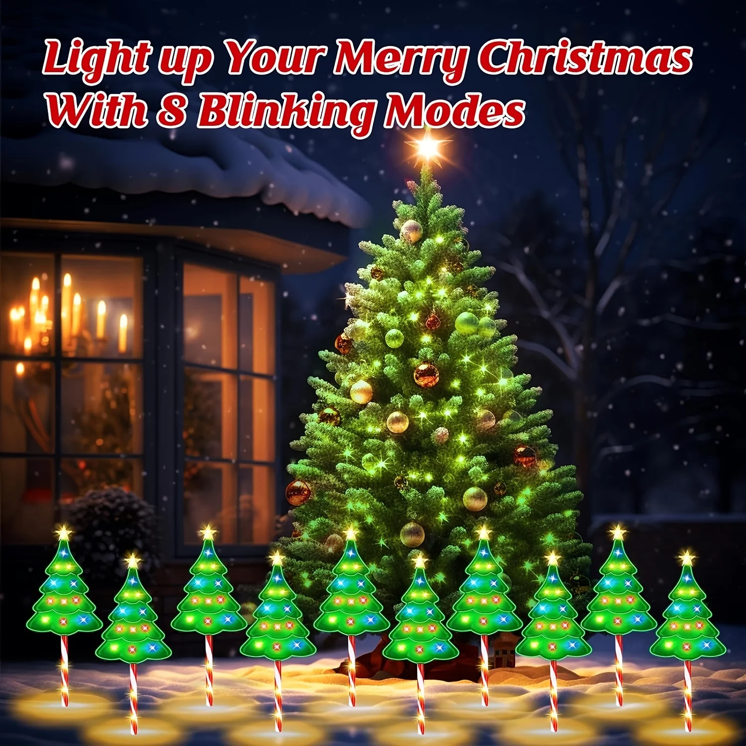 6 Pack Christmas Decorations Outside, Solar Christmas Pathway Lights Outdoor Candy Cane Lights For Pathway Yard Garden Outside