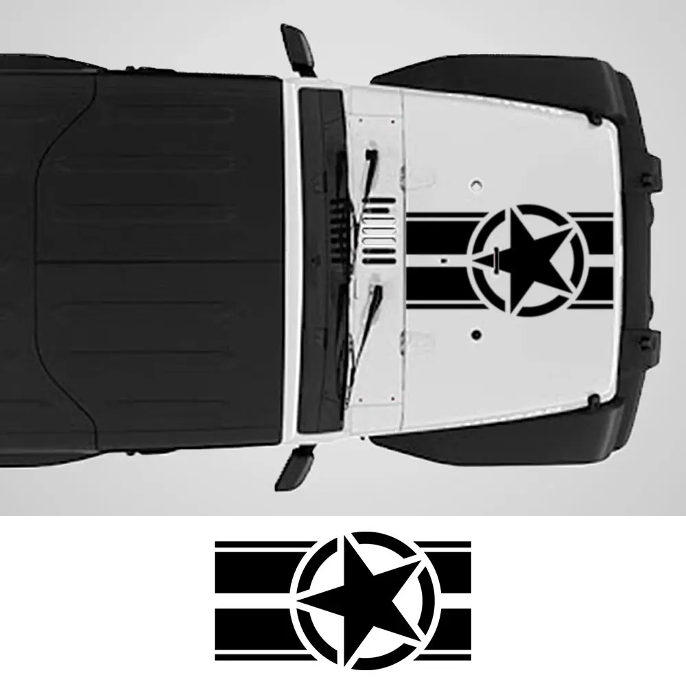 Car Hood Cover Sticker For Jeep Renegade Patriot Wrangler JK L TJ Trail Hawk Rubicon Pentagram Style Vinyl Decals Accessories