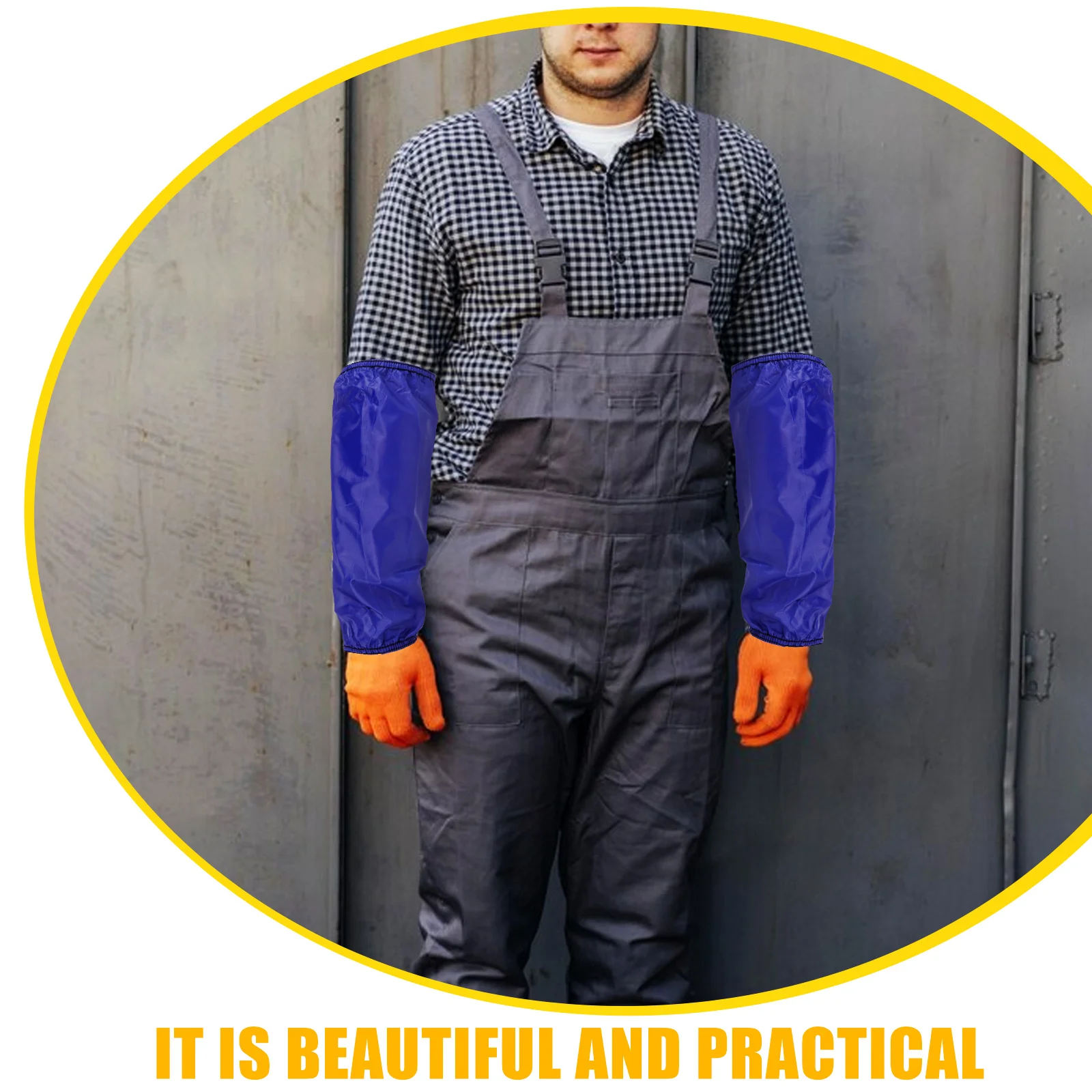 

1Pair Waterproof PVC Oilproof Kitchen Arm Sleeves Covers Oversleeves Durable Elastic Comfortable Cleaning Blue