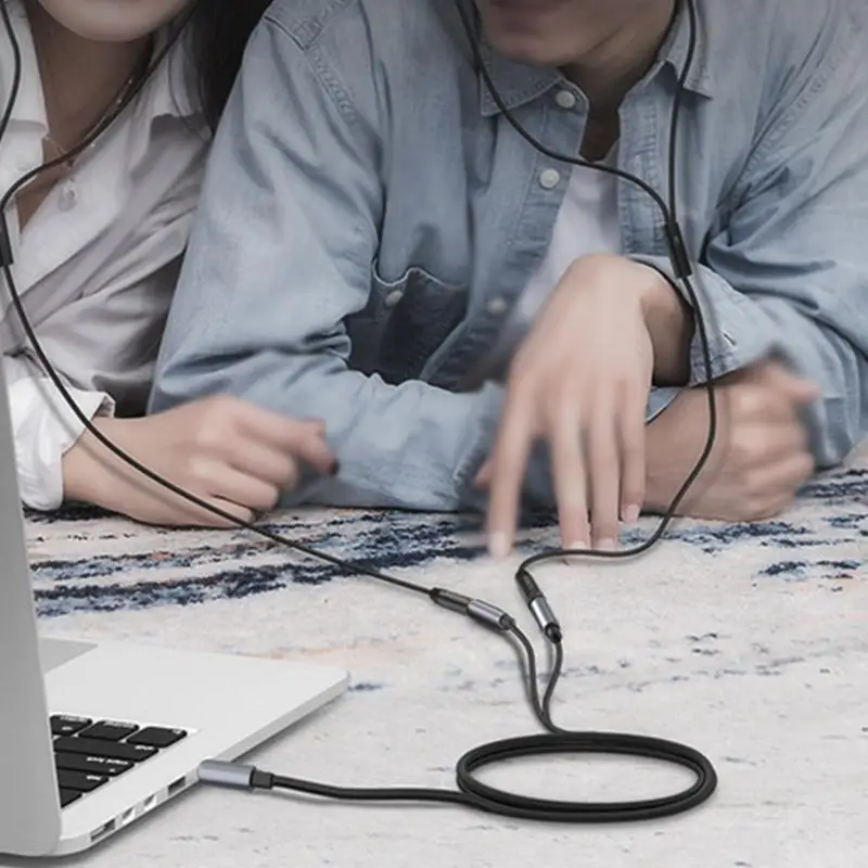 3.5mm Audio Cable Splitter Headphone Jack Splitter Clear Sound Quality Earphone Adapter Connector For Phone Computer PC