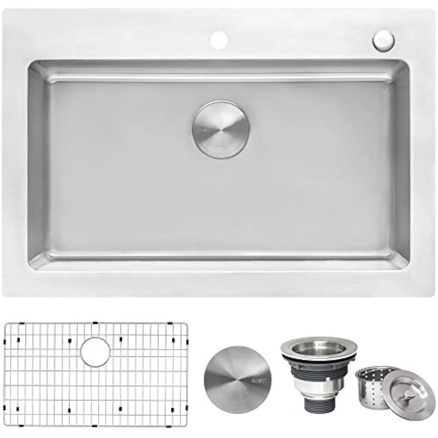 

33 X 22 Sü von너 Drop-In Кухонная мойка с верхним креплением — одинарная чаша из нержавеющей стали 16 калибра с матовой отделкой, скрывает царапины, легко