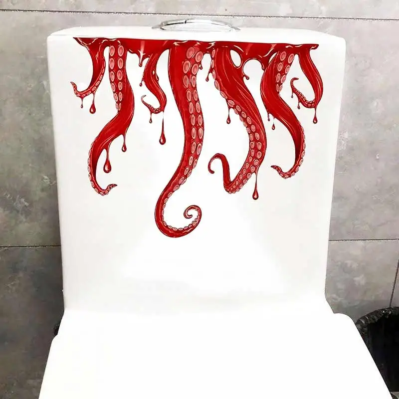 Halloween Sticker, Red Octopus Tentacles, Liquid Dripping Effect. Self-Adhesive Waterproof Vinyl Wall