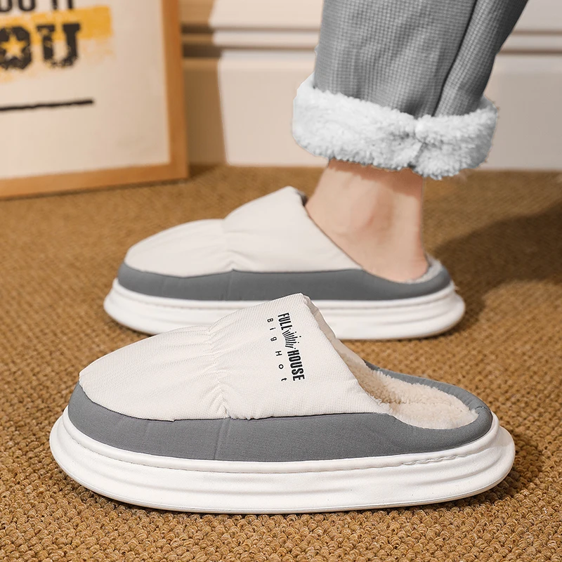 

Men's cotton slippers autumn and winter new fashion comfortable plush warm comfortable non slip indoor warm casual cotton shoes