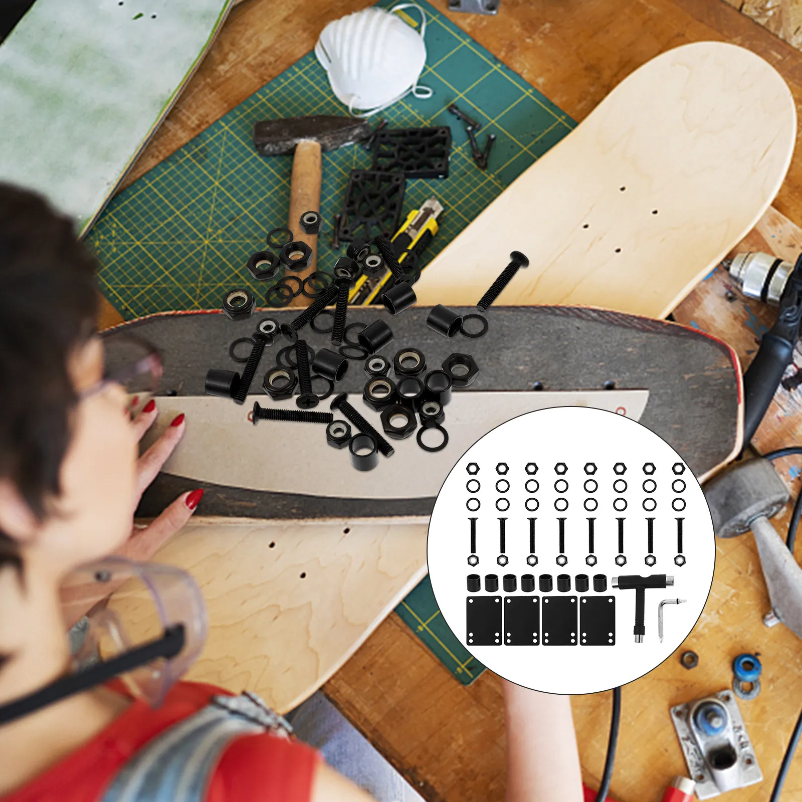 

1Set Skateboard T Type Tools Premium Repairing Accessories Multifunctional Fixing Skateboard Hardware Gasket Spanners