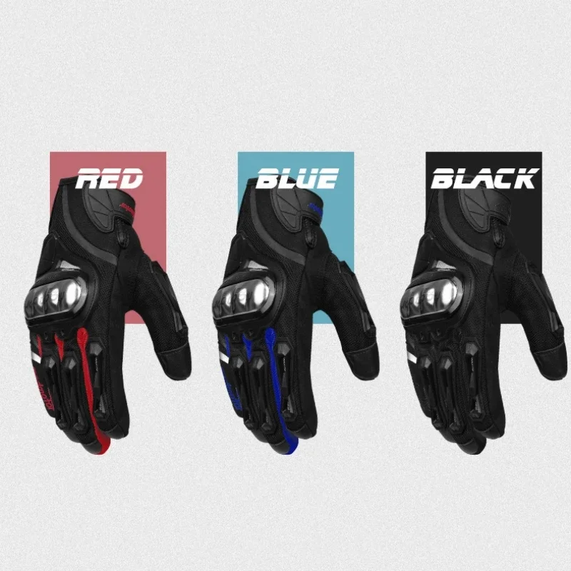 Summer Comfortable Breathable Motorcycle Gloves Stainless Steel Shell Guard Men Women Riding Full Finger Bike Motocross Gloves