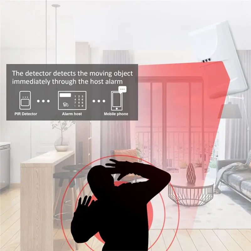 JABS-Jumper Switch 100° 12M Wide Range Detection 12V Wired Infrared Motion Sensor Pet Friendly With Anti-Tamper Function