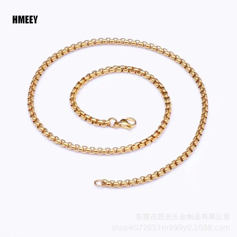 Hmeey 2MM 2.5MM 3MM Box Chains Stainless Steel Necklace DIY Long Necklaces Jewelry for Women Men Statement 45CM-75CM